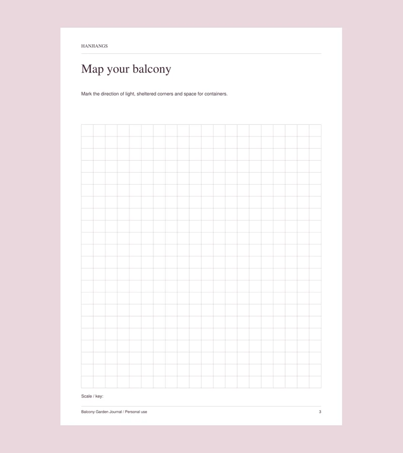 Actual printable page from Balcony Garden Journal