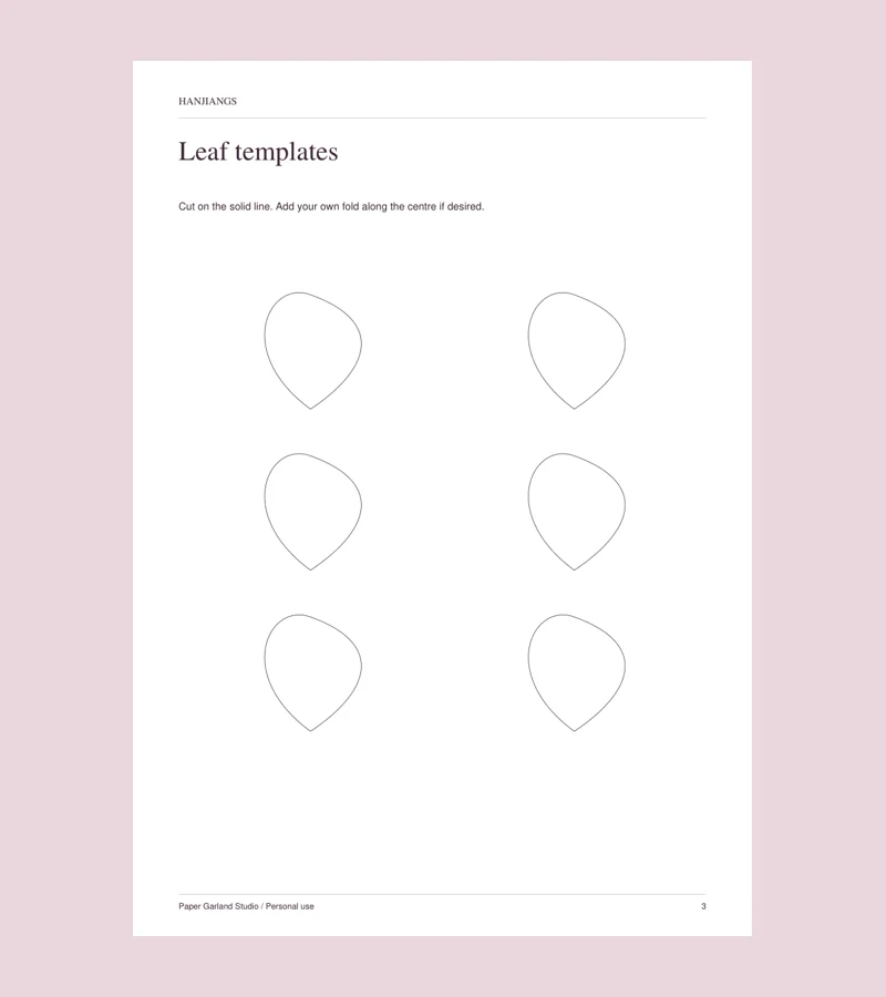 Actual printable page from Paper Garland Studio